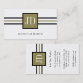 Residential Realtor Broker Monogram White Paper Visitenkarte (Vorne/Hinten)