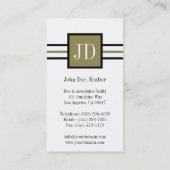 Residential Realtor Broker Monogram White Paper Visitenkarte (Rückseite)