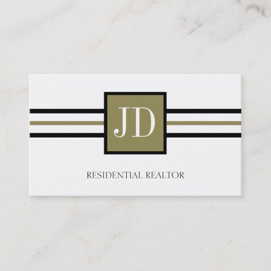 Residential Realtor Broker Monogram White Paper Visitenkarte (Vorderseite)