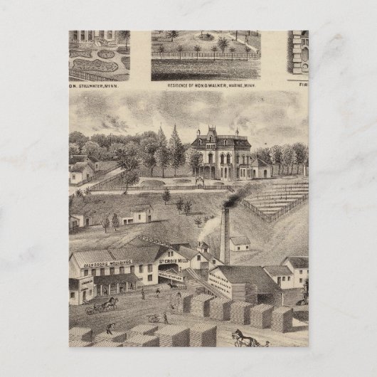 Residenz, Lumberyard und Mills, Minnesota Postkarte (Vorderseite)