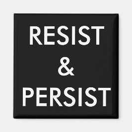 Residenz & Persist, weiße Buchstaben auf schwarzem Magnet
