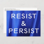 Residenz & Persist, weißer Text auf blauem Seide-F Postkarte (Vorne/Hinten)