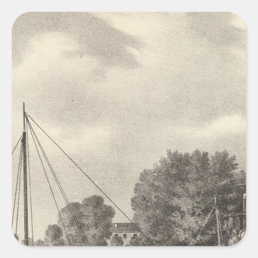 Residenz von Joseph Francis, Toms Fluss, NJ Quadratischer Aufkleber (Vorderseite)