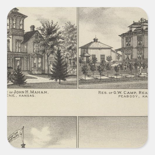 Residenzen, Abilene, Kansas Quadratischer Aufkleber (Vorderseite)