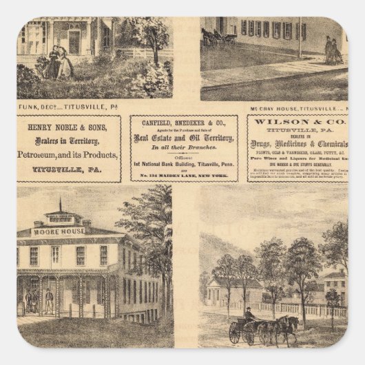 Residenzen, Hotels, Titusville, Franklin Quadratischer Aufkleber (Vorderseite)