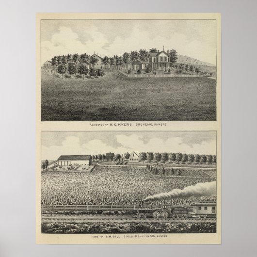 Residenzen, Quenemo und Lyndon Region, Kansas Poster (Vorne)
