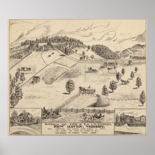 Residenzen und Bauernhof in New Haven Poster (Vorne)