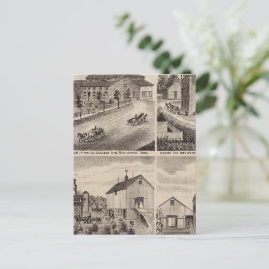 Residenzen und Brauereien in Rochester, Minnesota Postkarte (Stehend Vorderseite)