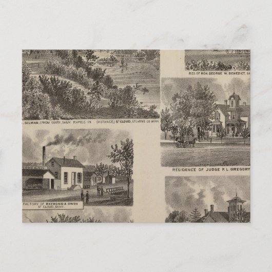 Residenzen und Fabrik in Minnesota Postkarte (Vorderseite)