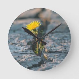 Resilient Dandelion Rock Crack Wall Clock Runde Wanduhr