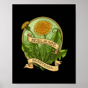 Resilienz Widerstand Retro Löwenzahn Jugendstil  Poster