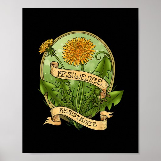 Resilienz Widerstand Retro Löwenzahn Jugendstil Poster (Vorne)