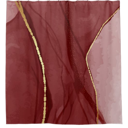 Resin art, dark red marsala abstract background. E Duschvorhang (Vorderseite)