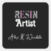 Resin Artist Personalisiert Quadratischer Aufkleber (Vorderseite)