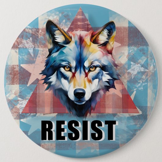 Resis Deep Political Wolf Button (Vorderseite)