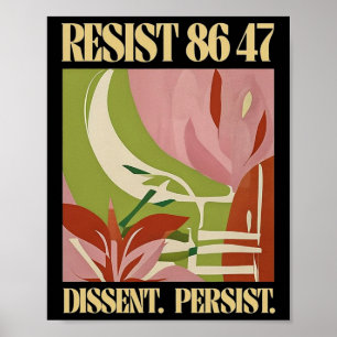 Resist 8647 Dissent Persist Anti Trump Floral Femi Poster