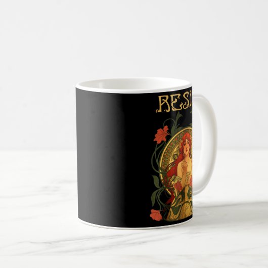 Resist Art Nouveau Mucha Anti-trump Women Feminist Kaffeetasse (VorderseiteRechts)