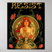 Resist Art Nouveau Mucha Anti-trump Women Feminist Poster (Vorne)