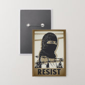 Resist Button - Frau in der Skischule (Vorderseite/Rückseite)
