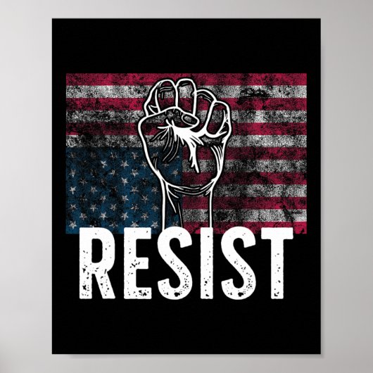 Resist Distressed Upside Down American Flag Usa  Poster (Vorne)