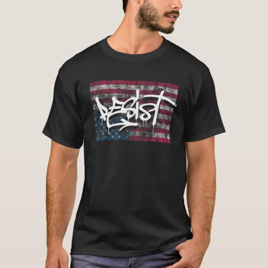 Resist Distressed Upside Down American Flag USA T T-Shirt (Vorderseite)