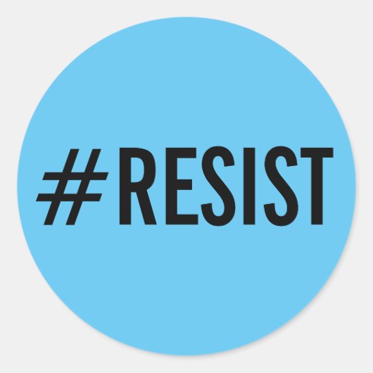 #Resist, fett schwarzer Text auf blaue Aufkleber (Vorderseite)