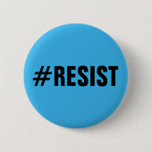#Resist, fett schwarzer Text auf hellblau, alle Ka Button (Vorderseite)