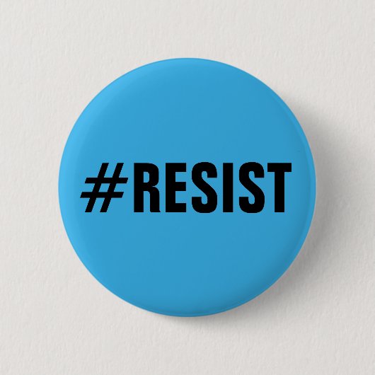 #Resist, fett schwarzer Text auf hellblau, alle Ka Button (Vorderseite)