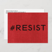 #Resist, fett schwarzer Text auf Red Linen Foto Postkarte (Vorne/Hinten)