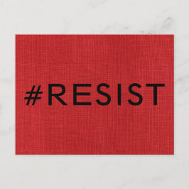 #Resist, fett schwarzer Text auf Red Linen Foto Postkarte