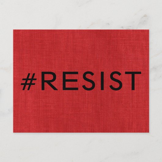 #Resist, fett schwarzer Text auf Red Linen Foto Postkarte (Vorderseite)