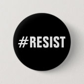 #Resist, fett weißer Text auf schwarz, Schaltfläch Button (Vorderseite)