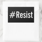 #Resist, fett weißer Text auf schwarzen Aufklebern Rechteckiger Aufkleber (Tasche)