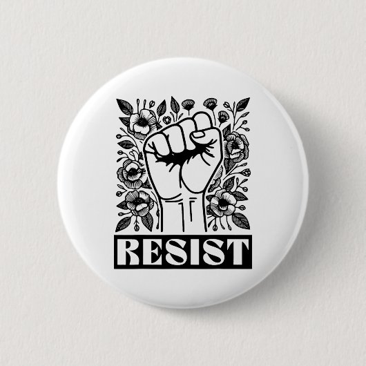 Resist Floral Anti Trump politischer Protest Liber Button (Vorderseite)