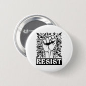Resist Floral Anti Trump politischer Protest Liber Button (Vorne & Hinten)