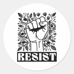 Resist Floral Anti Trump politischer Protest Liber Runder Aufkleber