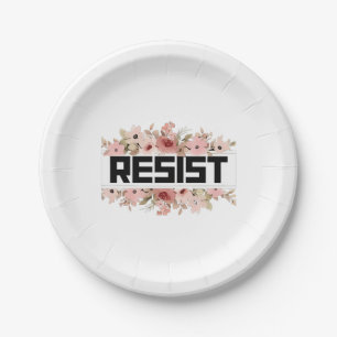 RESIST Floral Anti Trump politischer Protest Pappteller