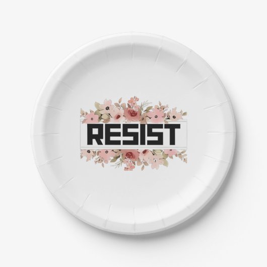 RESIST Floral Anti Trump politischer Protest Pappteller (Vorderseite)