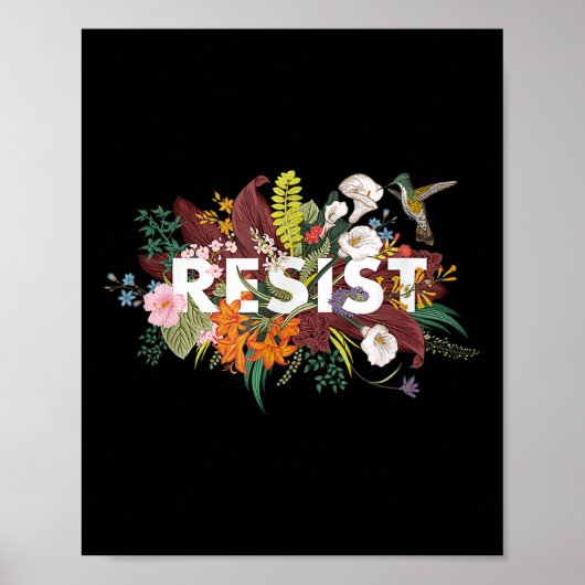 Resist Floral Anti Trump politischer Protest Poster (Vorne)