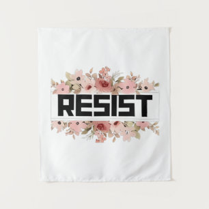 RESIST Floral Anti Trump politischer Protest Wandteppich