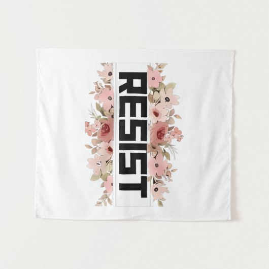 RESIST Floral Anti Trump politischer Protest Wandteppich (Vorderseite (Horizontal))