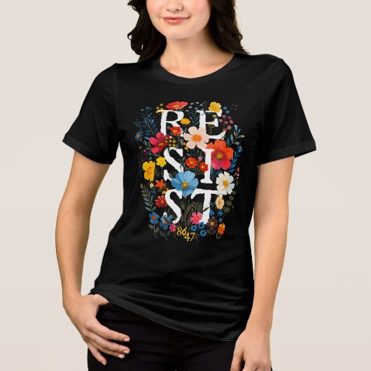 Resist Floral Boho Tri-Blend Shirt (Vorderseite)