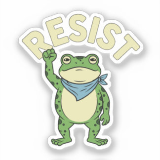 Resist Frog Illustration STICKER, Cute Protest Fro Aufkleber