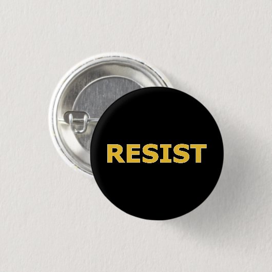 RESIST - Gelb auf schwarz Button (Vorne & Hinten)
