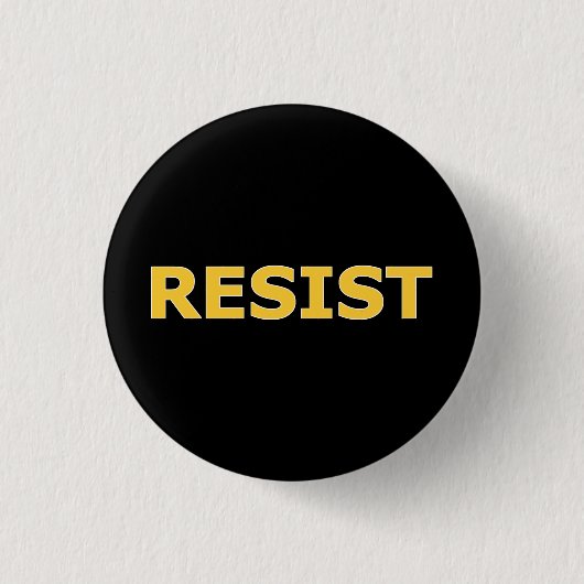 RESIST - Gelb auf schwarz Button (Vorderseite)
