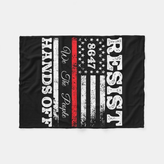 Resist Hands Off 86 47 US American Flag Appare Fleecedecke (Vorderseite (Horizontal))