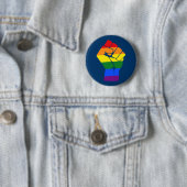 #Resist LGBT Rainbow Raw Fist Protest Button (Beispiel)