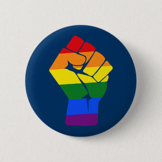 #Resist LGBT Rainbow Raw Fist Protest Button