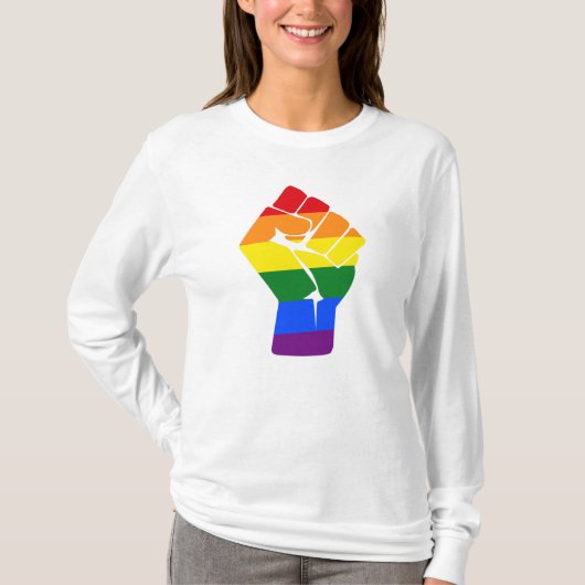 #Resist LGBT Rainbow Raw Fist Protest T-Shirt (Vorderseite)