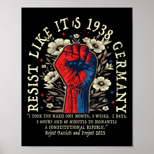 Resist Like It's 1938 Deutschland Floral Boho Funn Poster (Vorne)